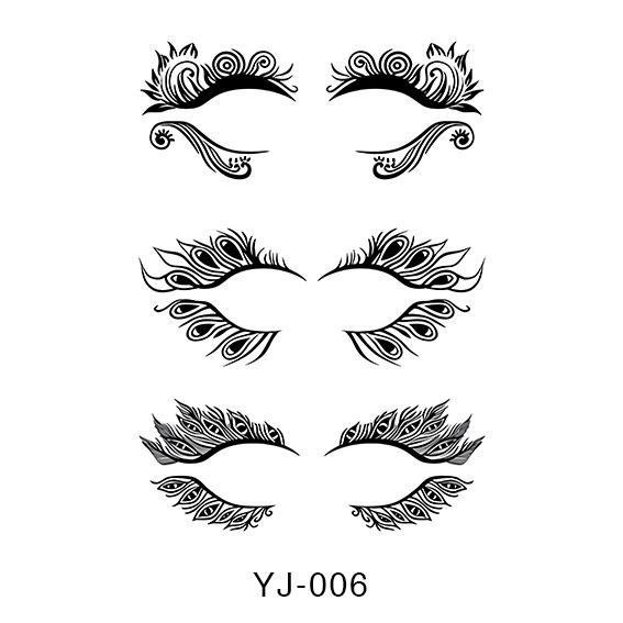 Geometric Pattern Eyeshadow & False Eyelash Tattoo Stickers for Party Makeup