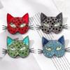 Vintage Cats Head Brooch With Sparkling Rhinestones Elegant Retro Design Accessory For Jackets Coats And Dresses