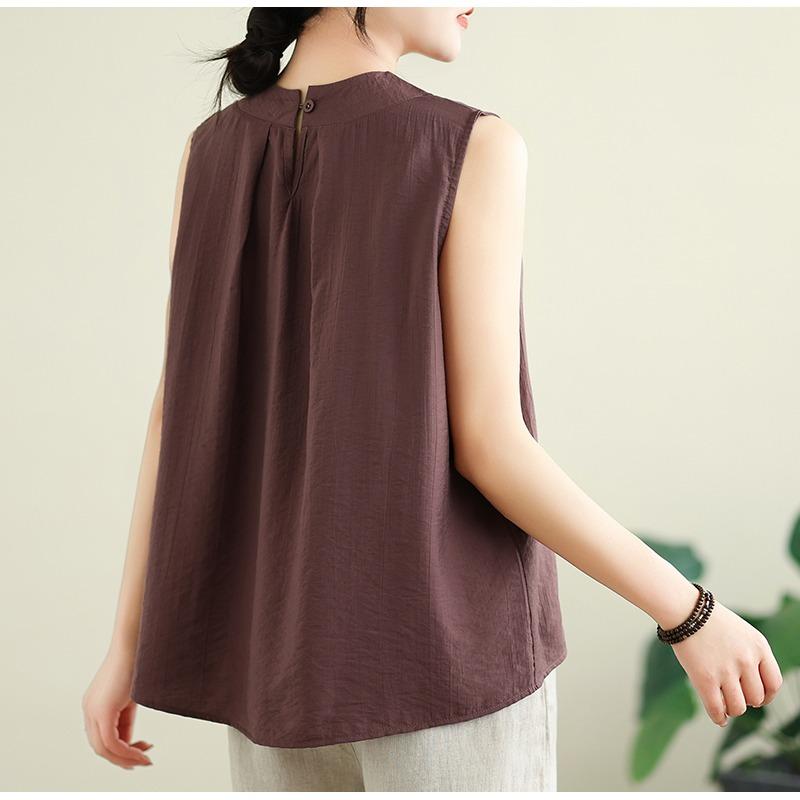 DIMANAF 2026 Summer New Plus Size Women Tank Vest Loose Sleeveless Tops Casual Solid O-Neck T-shirt