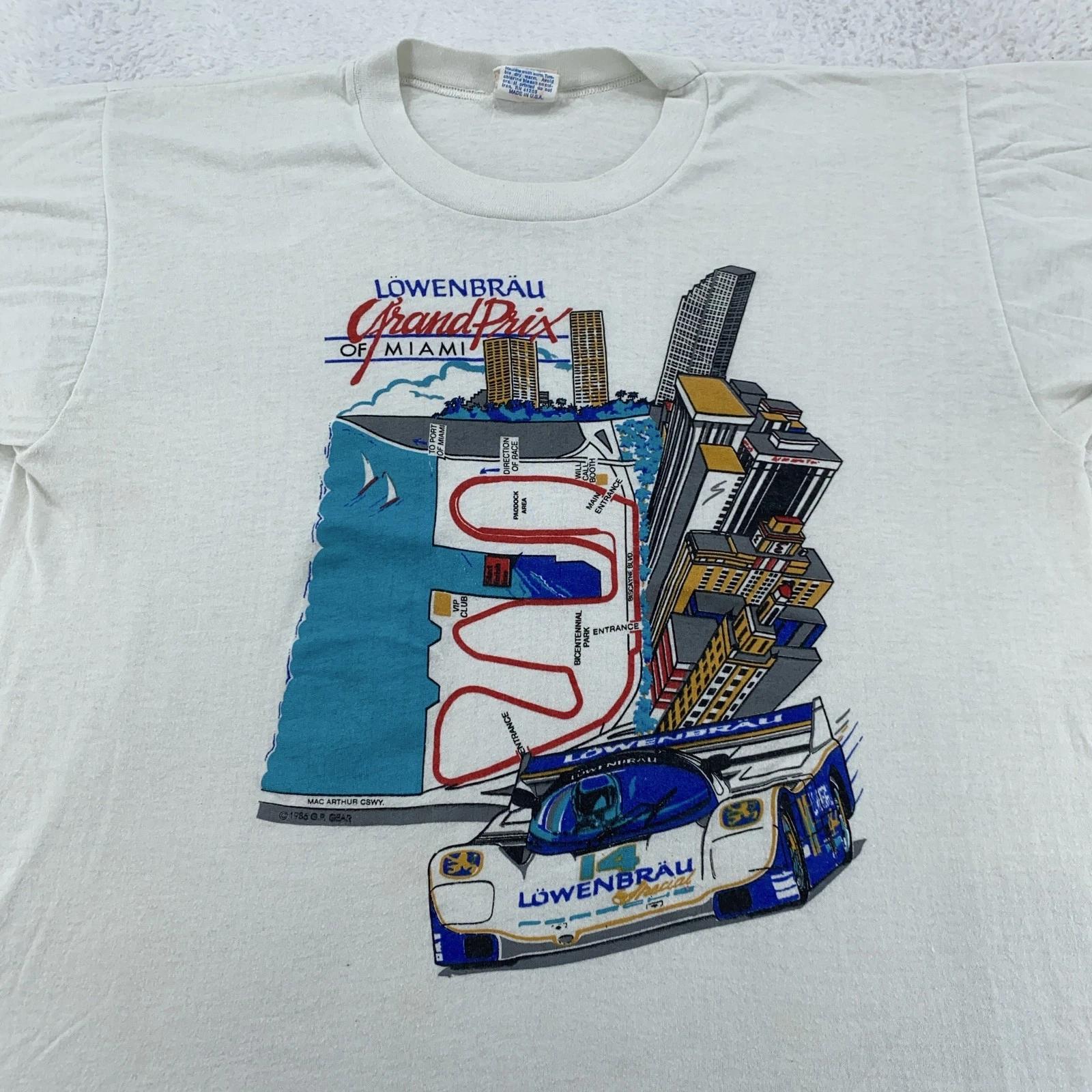 Vintage Lowenbrau Grand Prix Miami Shirt Medium Racing Car Track 80s IMSA GT 3XL