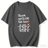 THINK OUTSIDE THE BOX Retro Funny English Printed Tshirt Unisex Loose Niche Symbol Pure Cotton Y2K Harajuku Tee