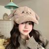 Plush Hat Female Versatile Autumn and Winter Face Peaked Cap Cute Cartoon Warm Hat