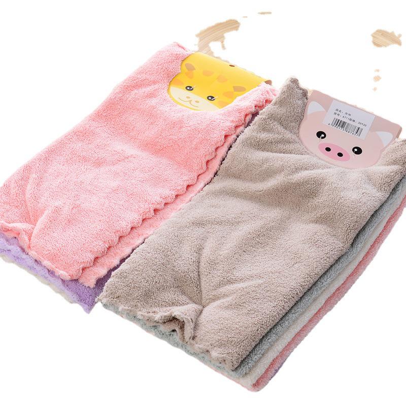 High-Density Coral Fleece Absorbent Small Square Kids' Hand Towel, 30x30 cm, Gift for Kindergarten