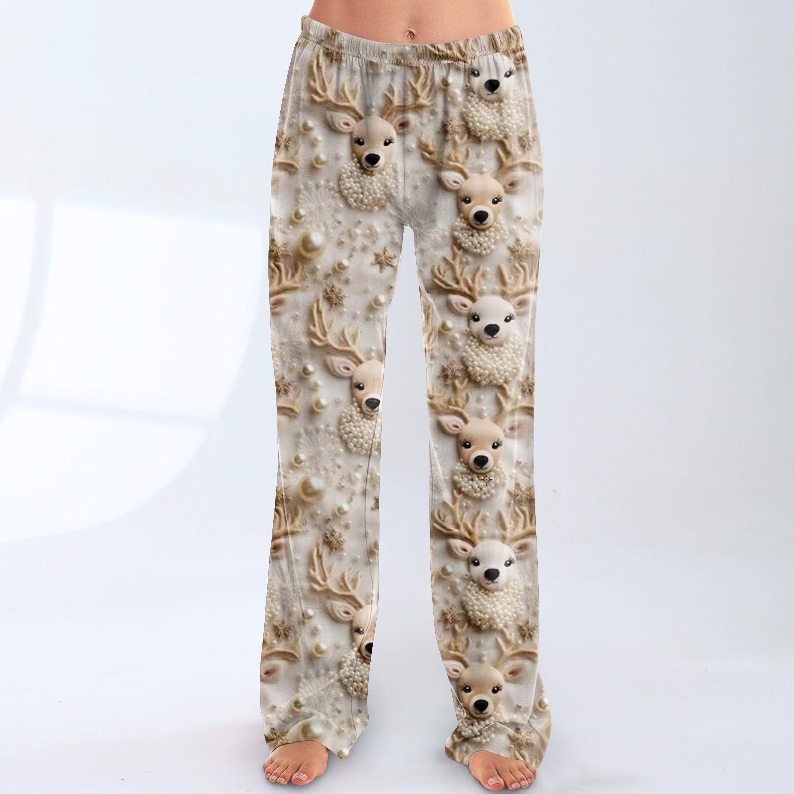 

Женские модные рождественские принтованные брюки плюшевые повседневные брюки XXXL