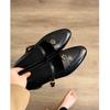 Thick Heel Round Head with Small Leather Shoes Single Shoes Retro Commuter Camellia Mary Jane Shoes