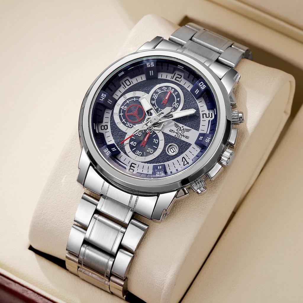Cross-Border Quartz Steel Men's Watch with Calendar and Versatile Dial