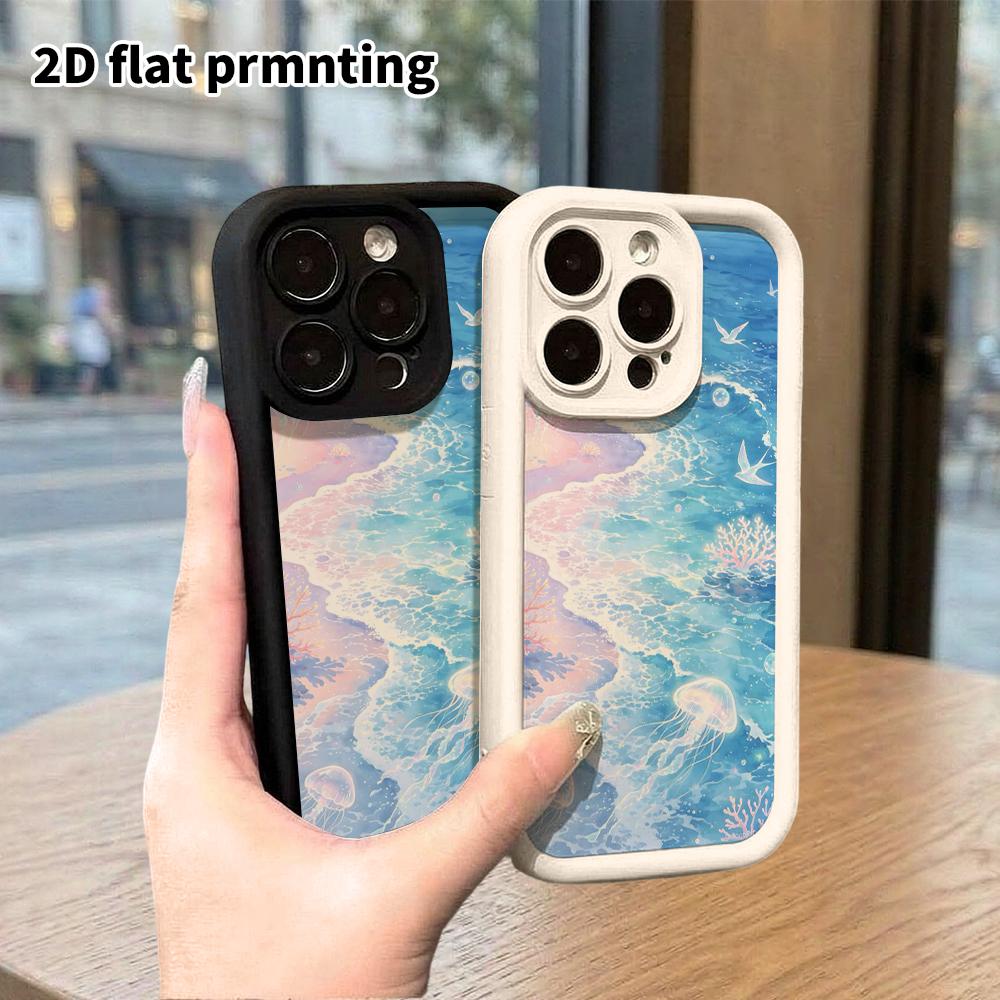 Phone Case: 2D Flat Design Suitable for iPhone 18, 17, 16, 15, 14, 13 Pro Stepped Protective Case, Dreamy Coast, Halloween Gift