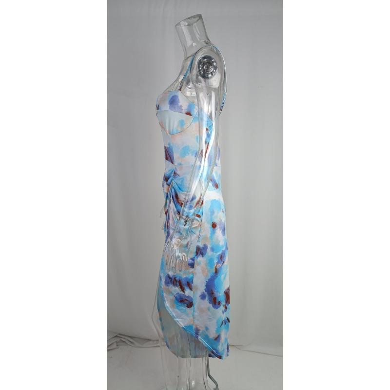 Rochie de vară de damă, proaspăt imprimat, cu talie înaltă, decolteat, rochii sexy