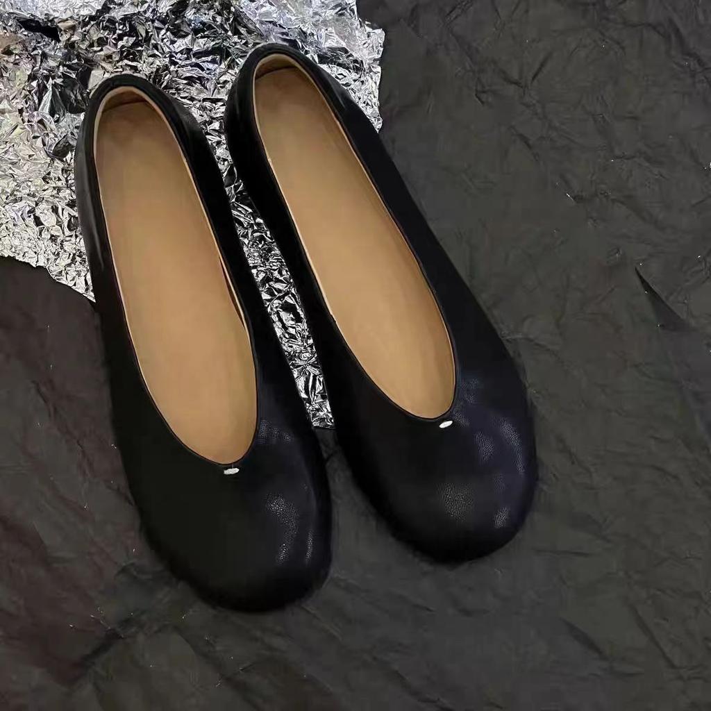 2024 Summer New Brand Women Flats Square Toe Shallow Mary Jane Shoes Soft Casual Ballet Shoes Slingback Shoes Black