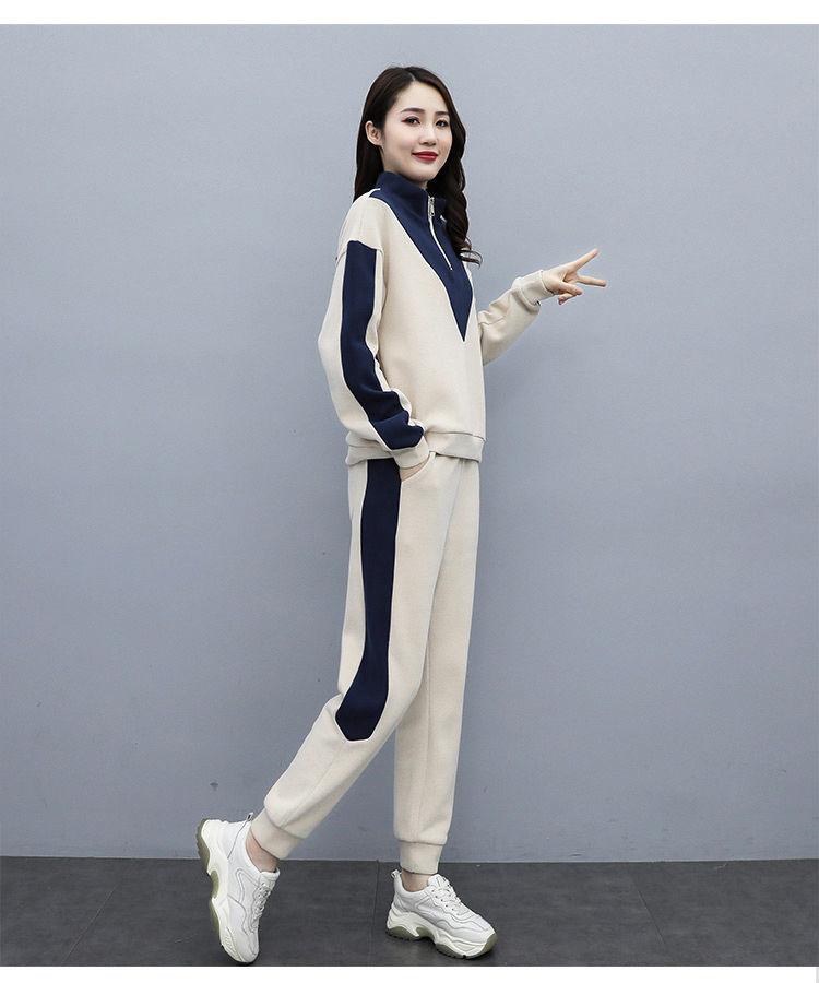 Fleece Hooded Large Size Sweatshirt Casual Sports Suit for Women's Autumn and Winter New Fashionable and Fashionable Two-piece Set