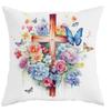 Short plush material pillowcaseHappy Easter decoration pillow cover Rabbit cross garland printing sofa cushion cover suitable fo