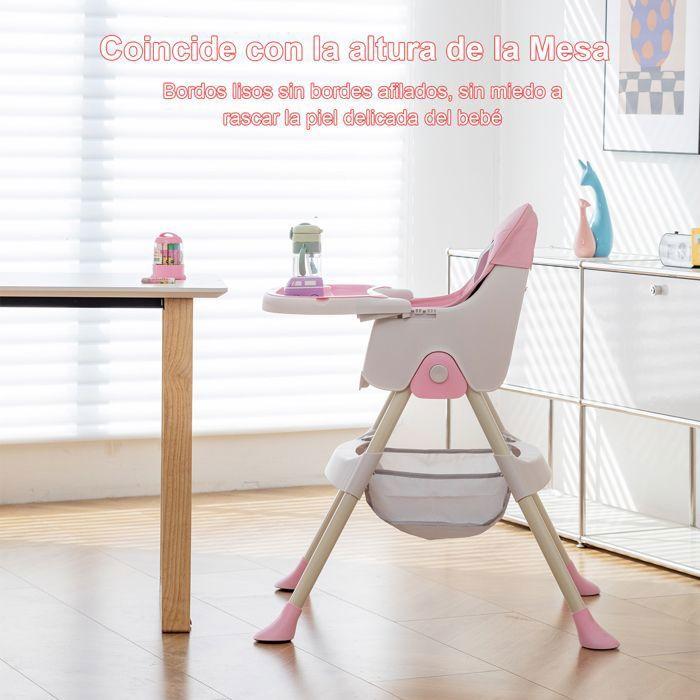 K IKIDO - Chaise Haute Bébé,chargé 15kg-Évolutive-De 6 Mois À 3 Ans,chaise Confortable Avec Harnais 5 Points, Rose