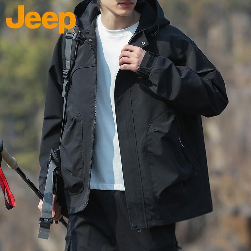 Jeep Men's Loose Hooded Outdoor Jacket