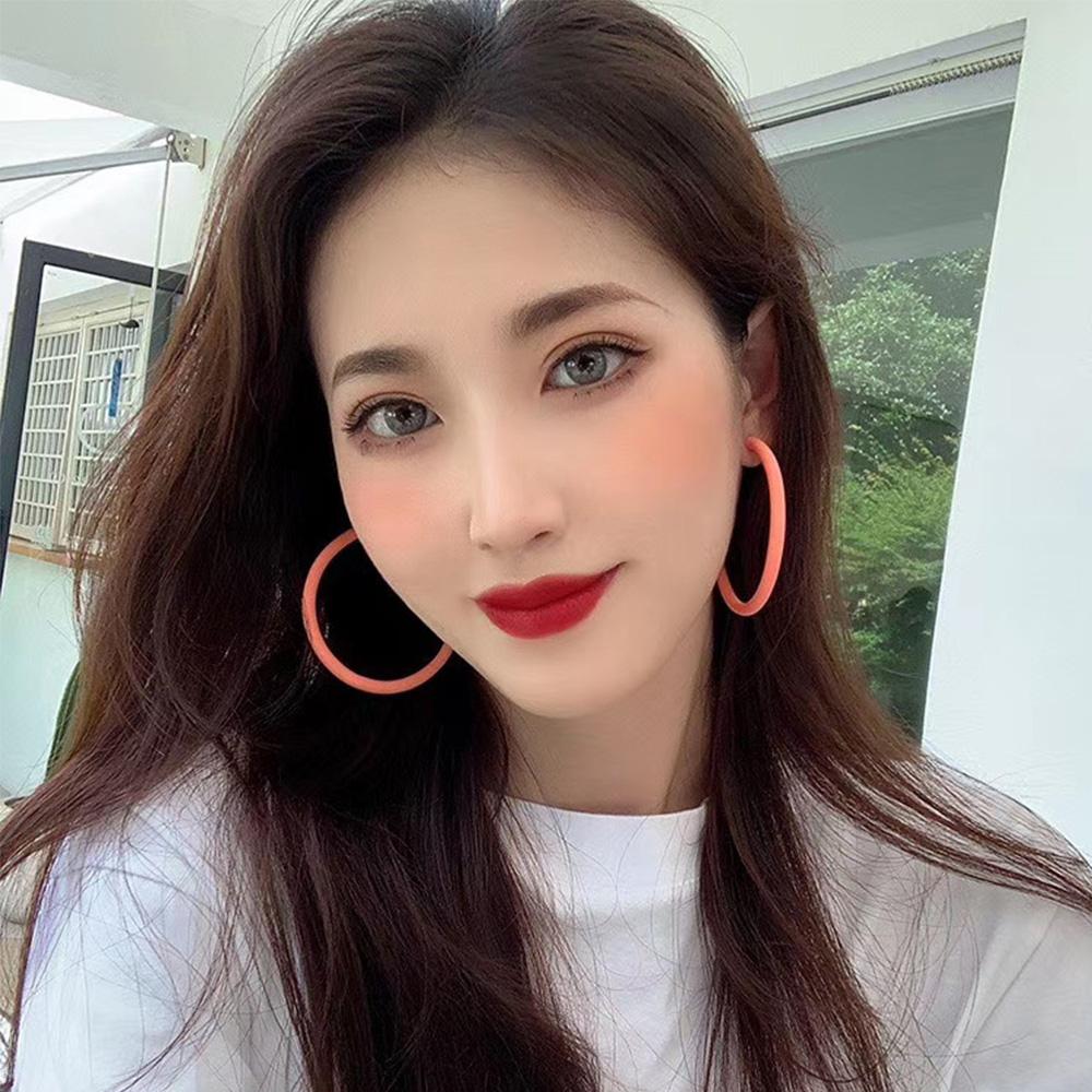 Personality Simple Candy Color Geometric Women Jewelry Round Earrings Hoop Earrings C-shaped