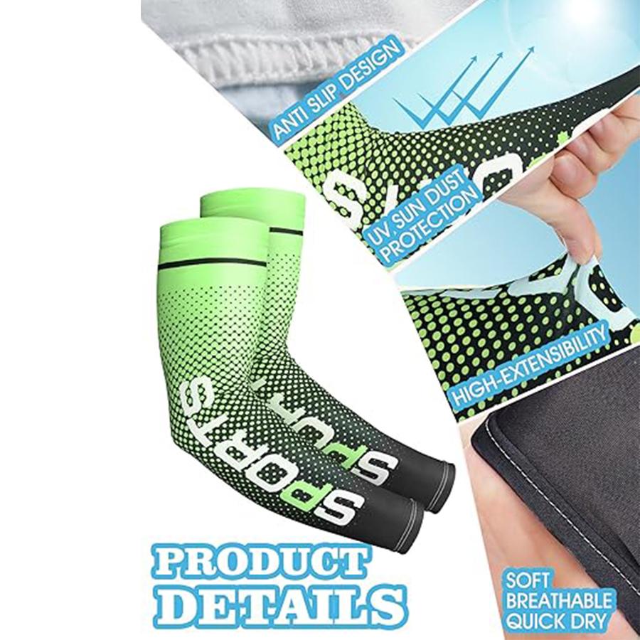 UV Protection Arm Sleeves - Ice Silk Cooling Sports Sleeves, Anti-Slip & Sunscreen for Men Women, Outdoor Cycling Running