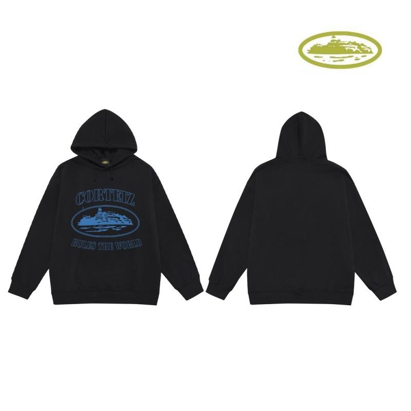 CORT Alcatraz Distressed Hoodie Men Streetwear Loose Fit Couple Sweatshirt Winter