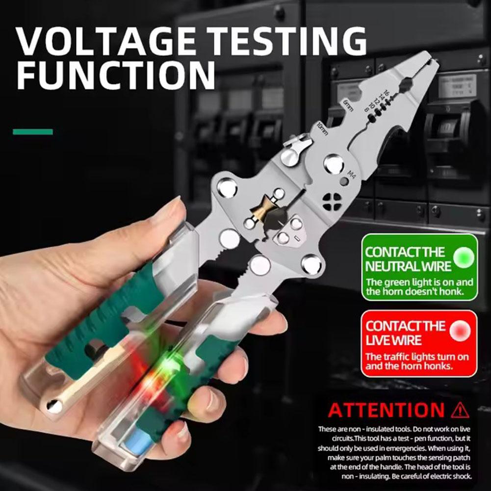 Multifunction Foldable Electrician Pliers Wire Stripper Cutter Crimper & Voltage Tester Wire Stripping Pliers For Electricians