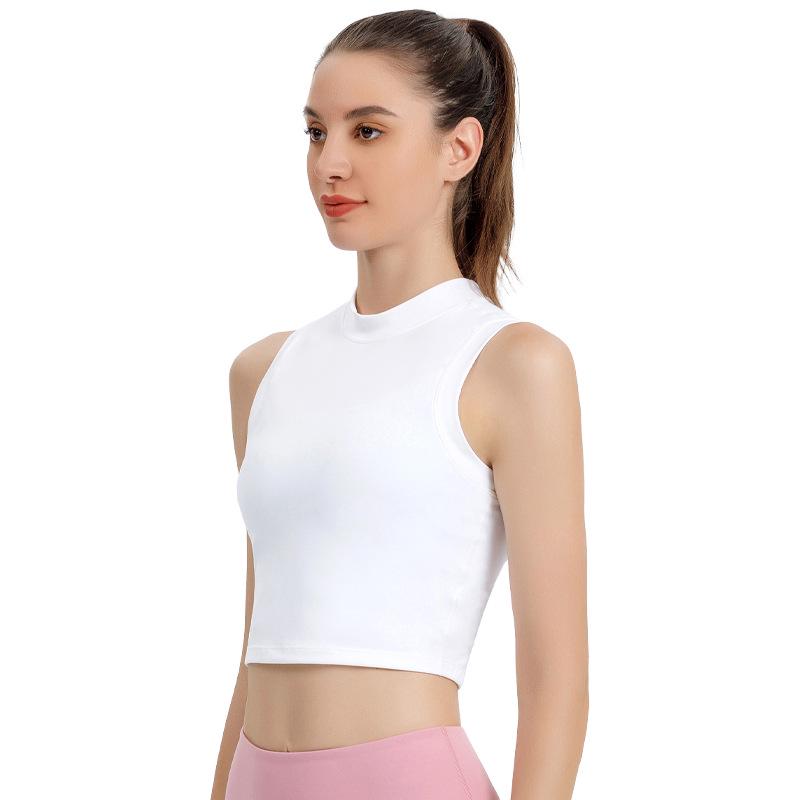 Women's Summer Solid Color Sleeveless Yoga Vest - Sexy, Tight-Fitting, Round Neck Sports Top