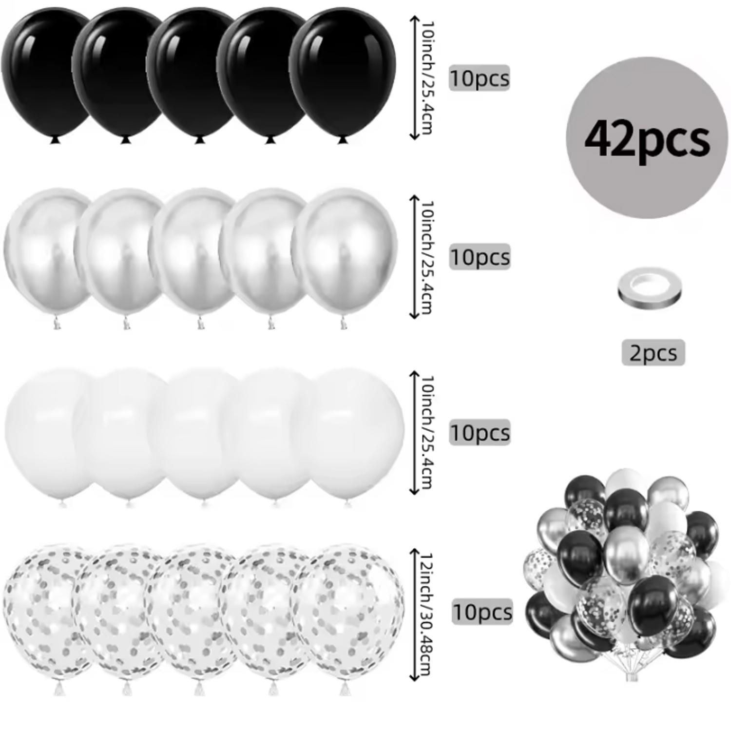 

42 шт. Серебряные Черные Белые Конфетти Латексные Шары С Днем Рождения Украшения для Вечеринки Дети Мальчик Девочка Взрослый Свадьба Шары Принадлежности Other