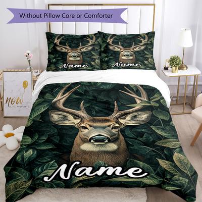 Deer333 Customize Your Name Bedding Set Breathable Duvet Cover With Pillowcases Decorative Bed Linen For Bedroom Home Decoration Birthday Gift