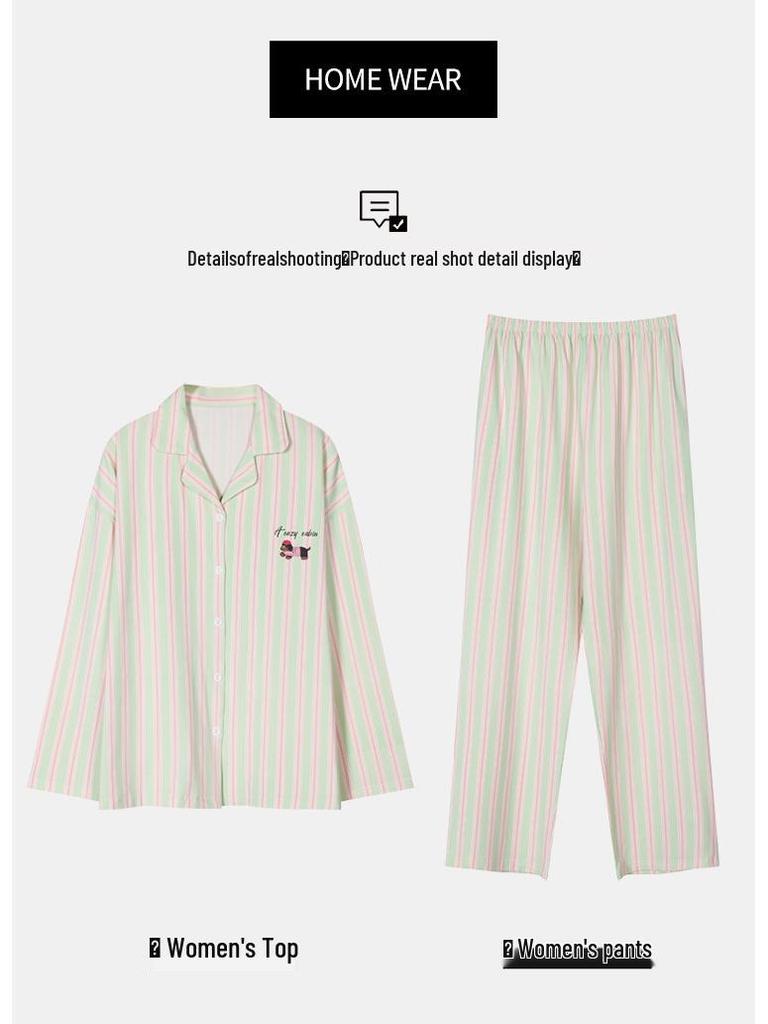 Women's 2025 Pure Cotton Cute Long Sleeve Pajama Set - Spring/Autumn Wear & Outdoor-Ready