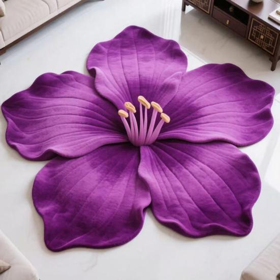 Yousheng Floor Mat 3D Flower Pattern Crystal Velvet Bathroom Mat Anti-Slip Dot Backing Large Absorbent Quick-Drying Bath Mat