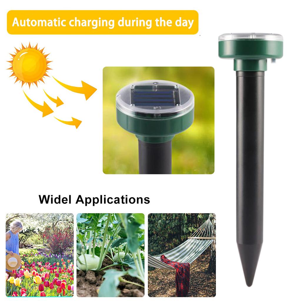 4Pcs Mole Repellent Solar Powered Outdoor Garden Pest Control Tool Groundhog Repeller Mole Deterrent for Lawn Garden Yard Home