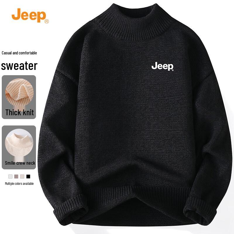 JEEP Men's Half-High Collar Long Sleeve Knit Sweater