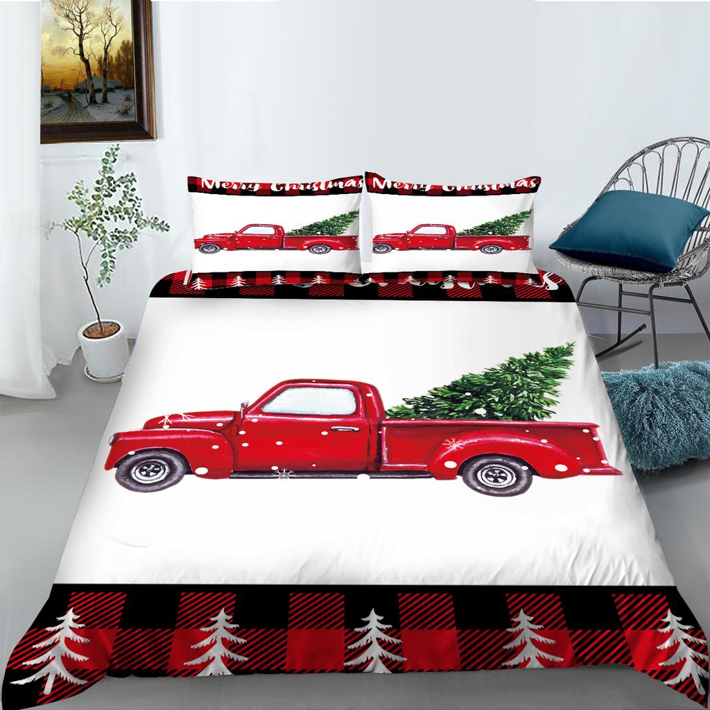 Car Series Printed Bedding Single Double Bed Full Size Pillowcase and Quilt Cover 2 or 3 Comfortable Home Decoration for Boys and Men Car Lovers Room