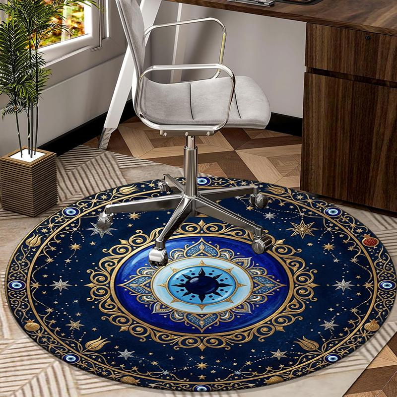 Evil Eye Stained Glass Design round carpet Chair cushion Round Entryway Rug, Soft Round Rugs for Living Room, Bedroom, Circle Carpet decor gifts