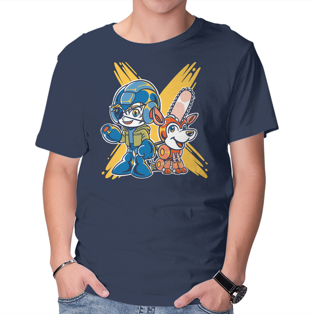 Unisex Crew Neck T-Shirt Mega Chainsaw Graphic Short Sleeve Casual Tee S