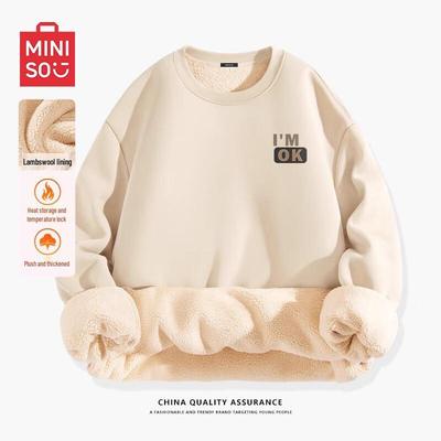 MINISO Men's Fleece-Lined Crewneck Sweatshirt