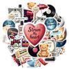 35-70pcs Retro Music Stickers Groovy Decor Diy Skateboard Luggage Guitar Laptop Car Waterproof Graffiti Decals