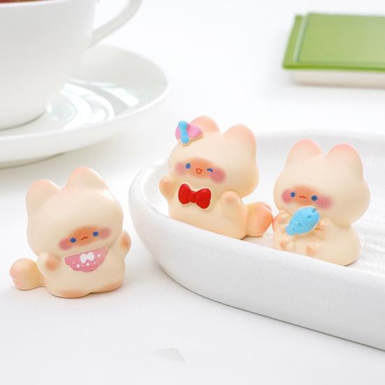 2 Pcs Miniature Cat Figurine Micro Resin Cat Statue Tiny Kitty Decoration for DIY Terrarium Crafts Cake Topper Fairy Garden Moss Landscape Decor