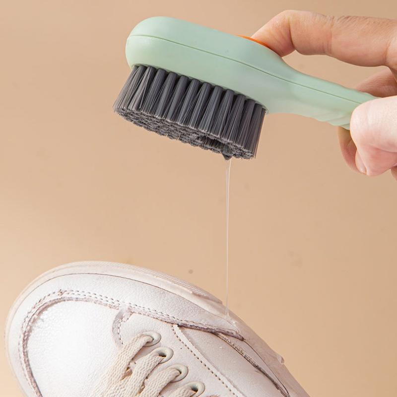 Multifunction Soft Bristled Shoe Brush With Liquid Dispenser Long Handle Laundry Brush Household Shoe Clothing Cleaning Tools
