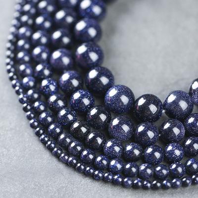 25–100 Stück 4–12 mm natürlicher blauer Sandstein, runde Abstandshalter, lose Perlen zum Selbermachen für Anhänger, Strang, Schmuckherstellung
