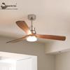 Bauhaus Mid-Century Silent Solid Wood Smart Ceiling Fan Light for Living Room/Bedroom