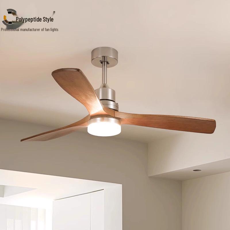 Bauhaus Mid-Century Silent Solid Wood Smart Ceiling Fan Light for Living Room/Bedroom