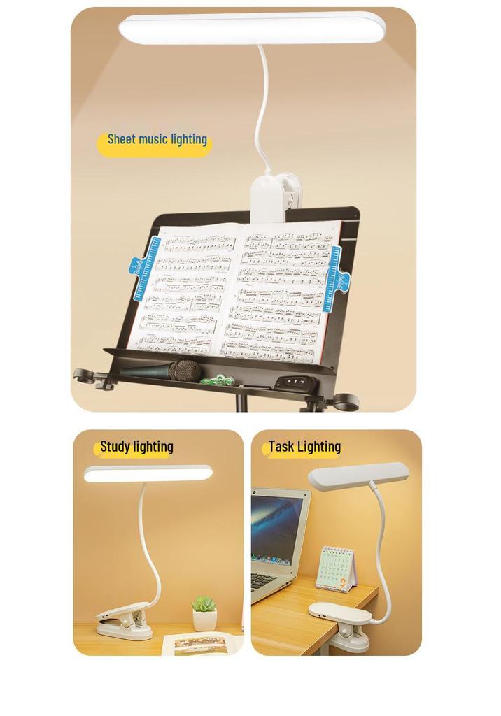 LED Clip-On Desk Lamp: Dual-Power for Bedroom, Study, or Dorm.