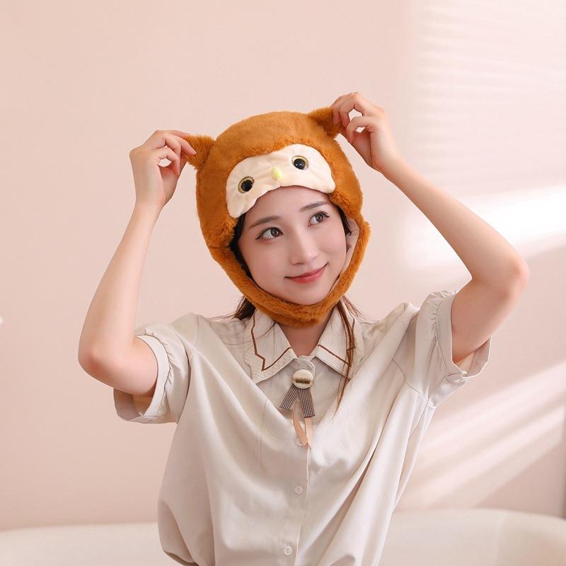 Halloween owl hood hat, plush hood, photo props, cartoon hood performance props