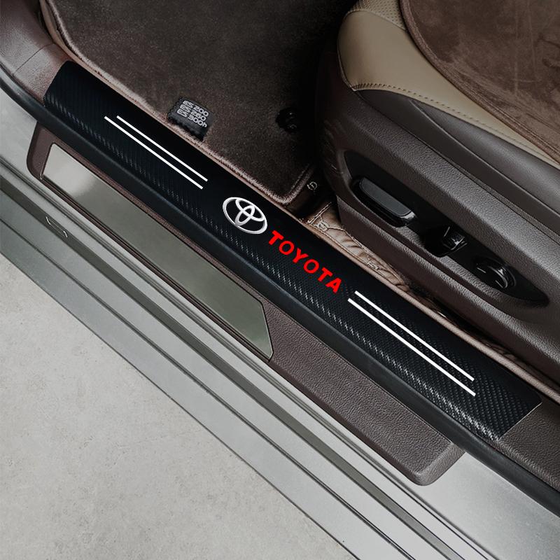 Car Door Threshold Strips Car Trunk Rear Bumper Protective Carbon fiber Leather Stickers For Toyota Camry Yaris Hilux Corolla HZ0