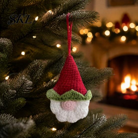 Festive Winter Room Ornaments Hand Crochet Christmas Gnome Ornaments, Knitted Faceless Hanging Decorations, Reusable Holiday Door Handles Yarn
