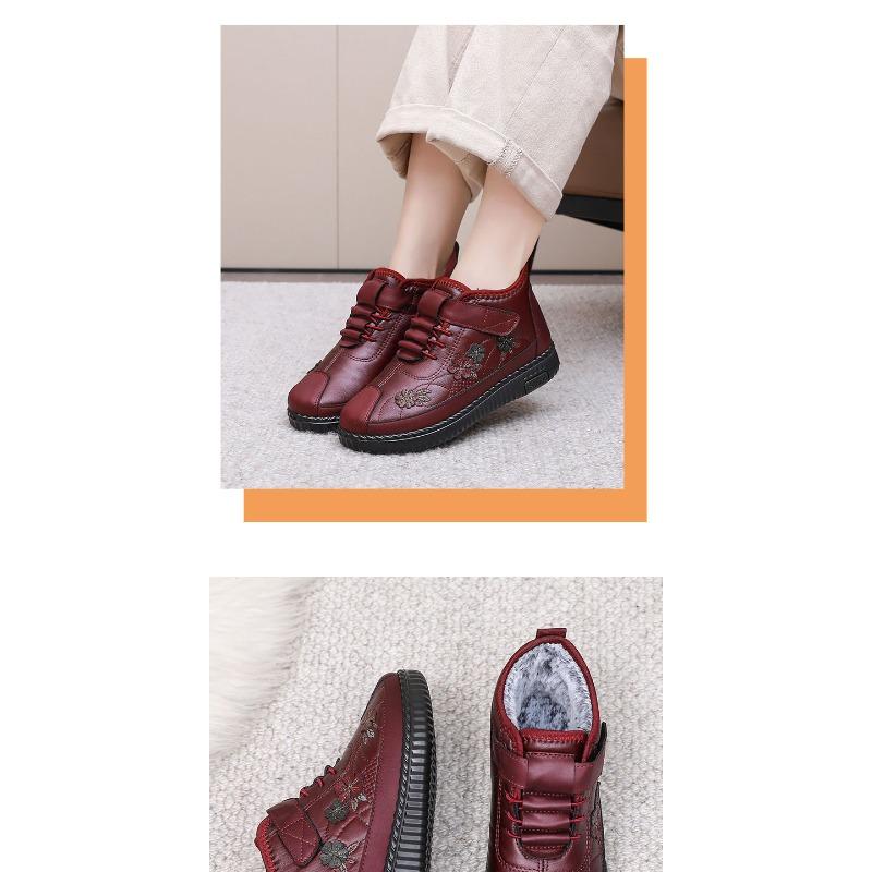 Dámské nepromokavé zimní boty pro seniorky, plyšová podšívka, boty do chladného počasí, protiskluzové teplé sněhule, pohodlné pro babičku