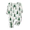 Family Matching Christmas Printed Pajama Set Long Sleeve Round Neck with Pants for Adults and Kids