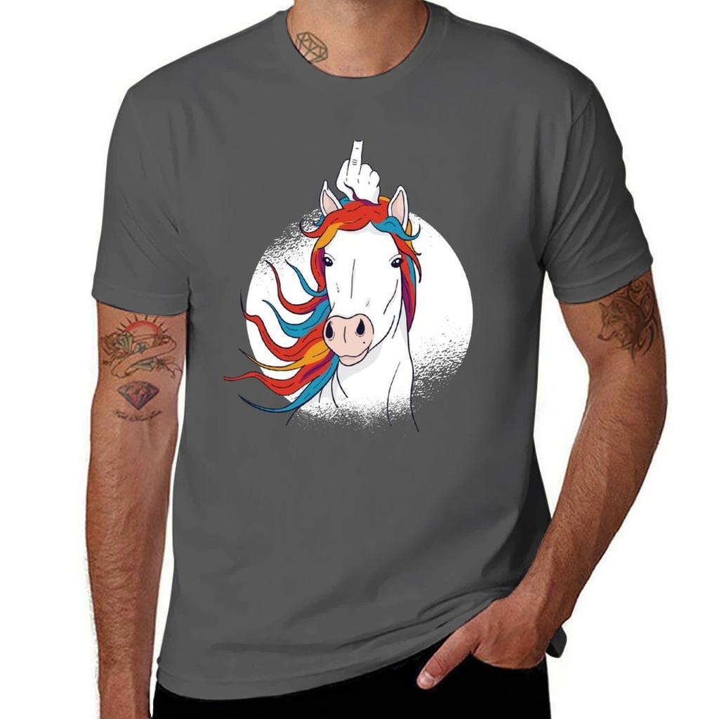 Unicorn Middle Finger Magical Horn TShirt Street Art Print Tee Shirt