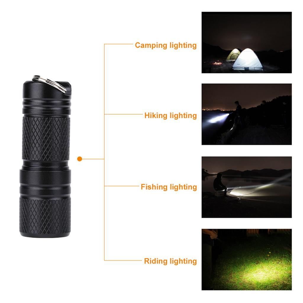 Mini Portable USB Rechargeable LED Flashlight Lamp Keychain Pocket Torch Light (Black)