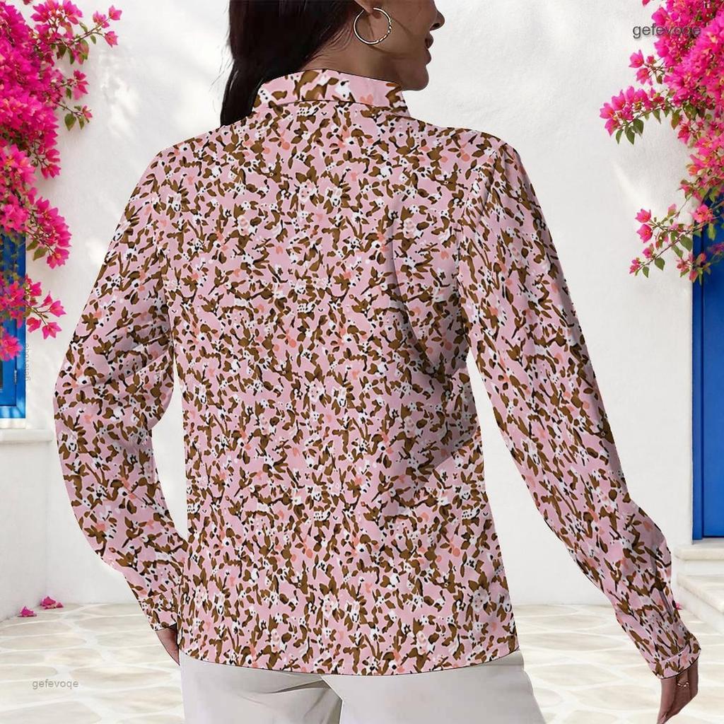 Women Plus Size Long Sleeve Shirt White Button Front Blouse