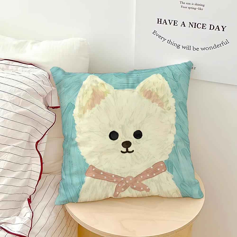 Cute cartoon art scribbled puppy dog art Comfortable soft Pillow Case for Sofa Living Room Home office Decor Protective Covers