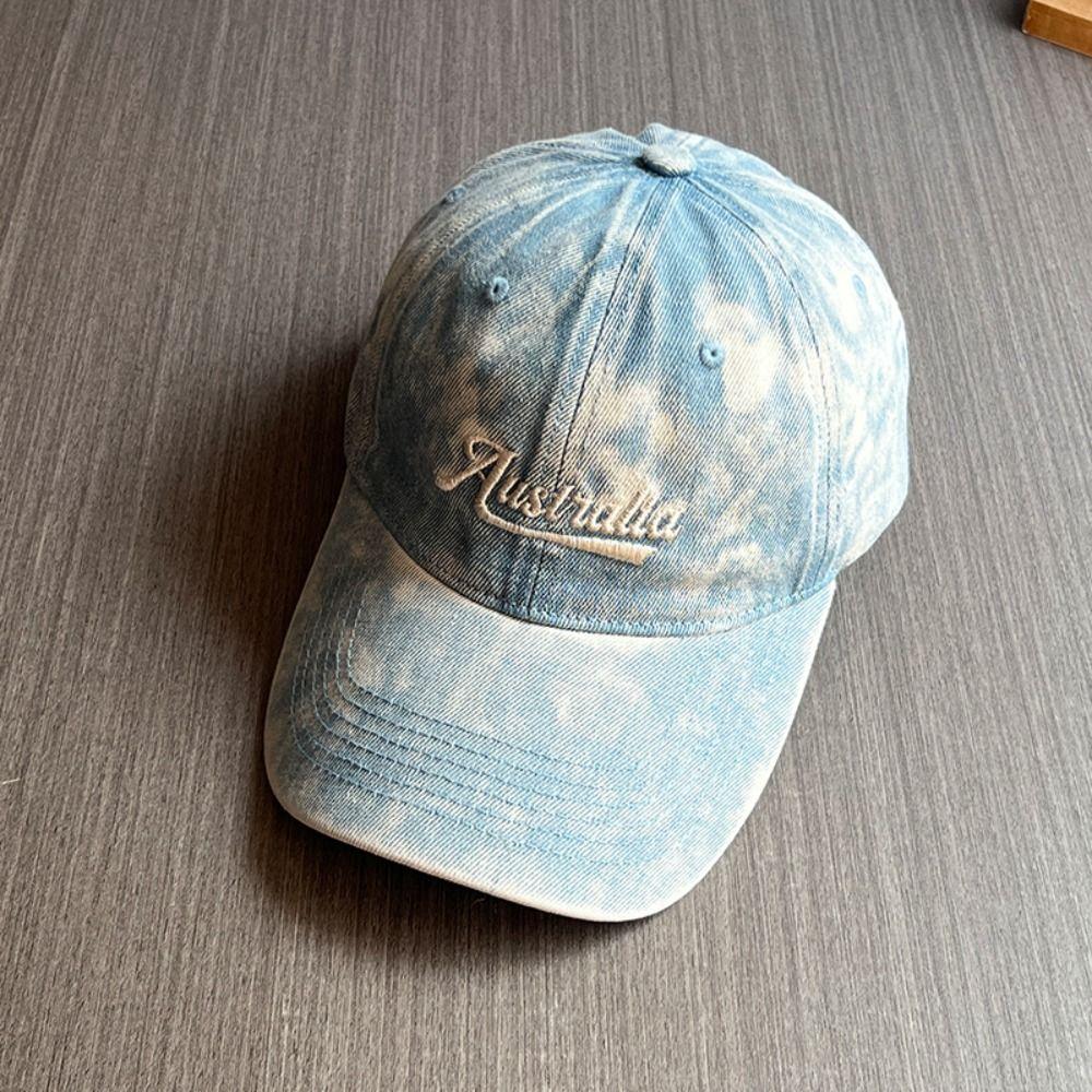 Wide Brim Denim Baseball Cap Korean Style Casual Duckbill Hat Letter Embroidery Peaked Cap  Outdoor