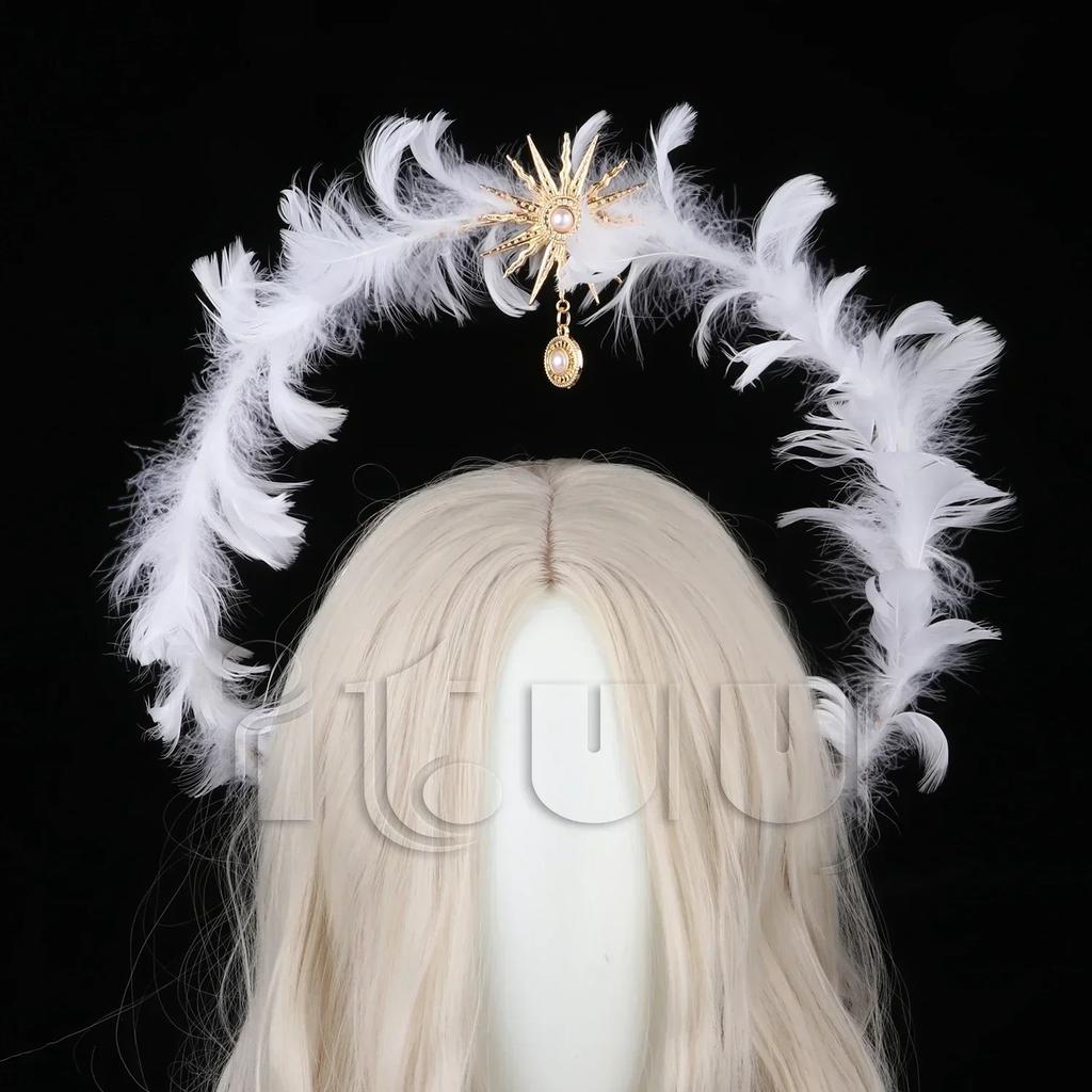 Halo Crown Headpiece Gothic Lolita KC Headdress Angel Feather Wings Halo Goddess Headband Headdress Accessories